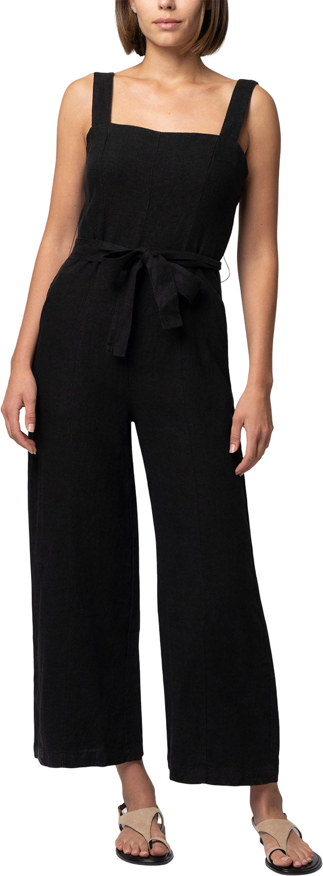 Mavi - Linen Tie-Waist Wide Leg Jumpsuit - Women's|-|Mavi - Combinaison à jambe large et taille à nouer en lin - Femme