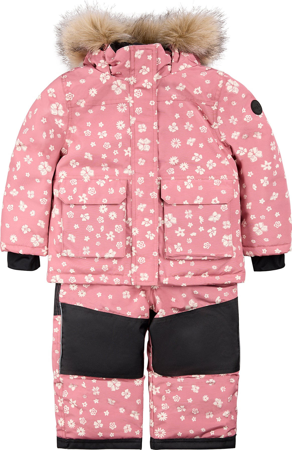 Miles The Label - Floral Print On Dusty Pink Snowsuit - Girl |-| Miles The Label - Combinaison de neige rose poudré à imprimé floral - Fille
