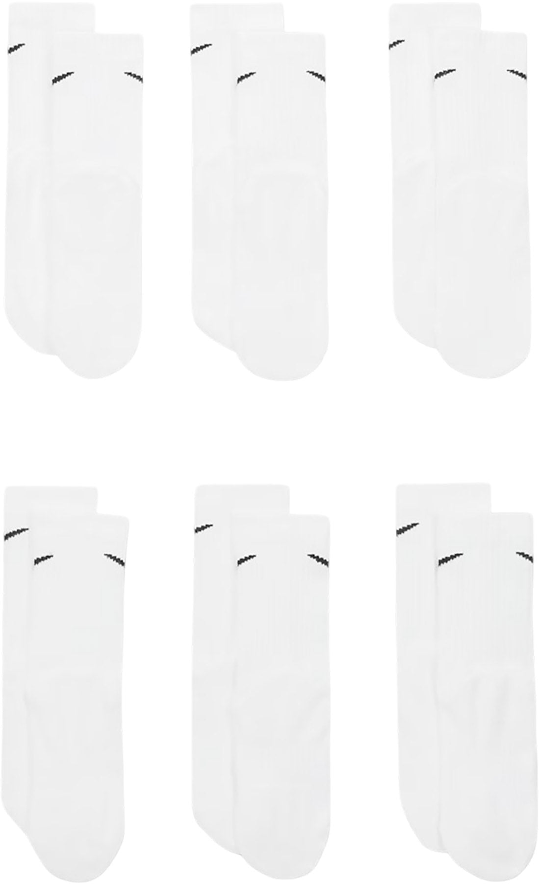Nike - Everyday Cushioned 6 Pack Crew Socks - Kids|-|Nike - Chaussettes mi-mollet paquet de 6 à coussinets Everyday - Enfant