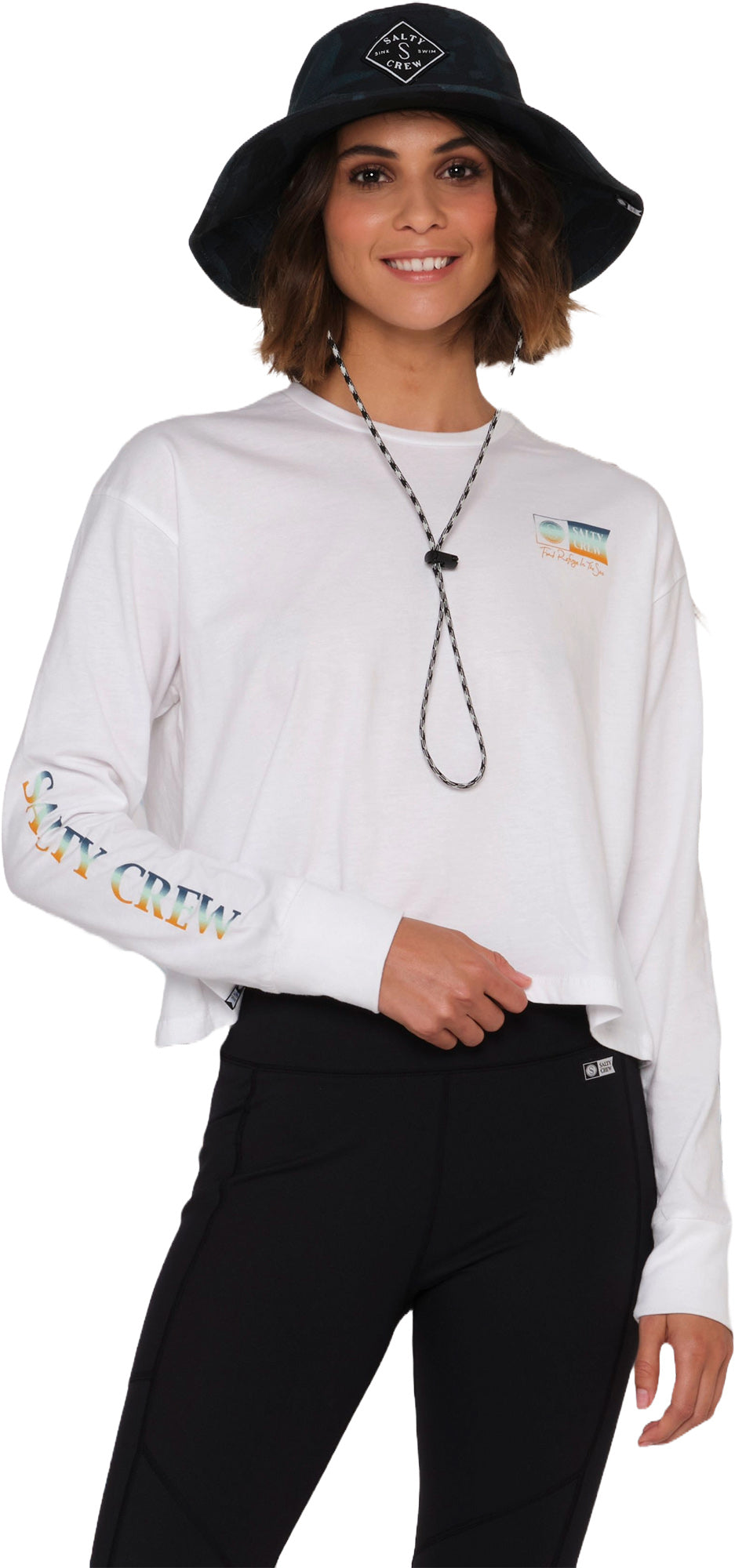 SALTY CREW - Alpha Gradient Long Sleeve Crop T-Shirt - Women's|-|SALTY CREW - T-shirt écourté à manches longues Alpha Gradient - Femme