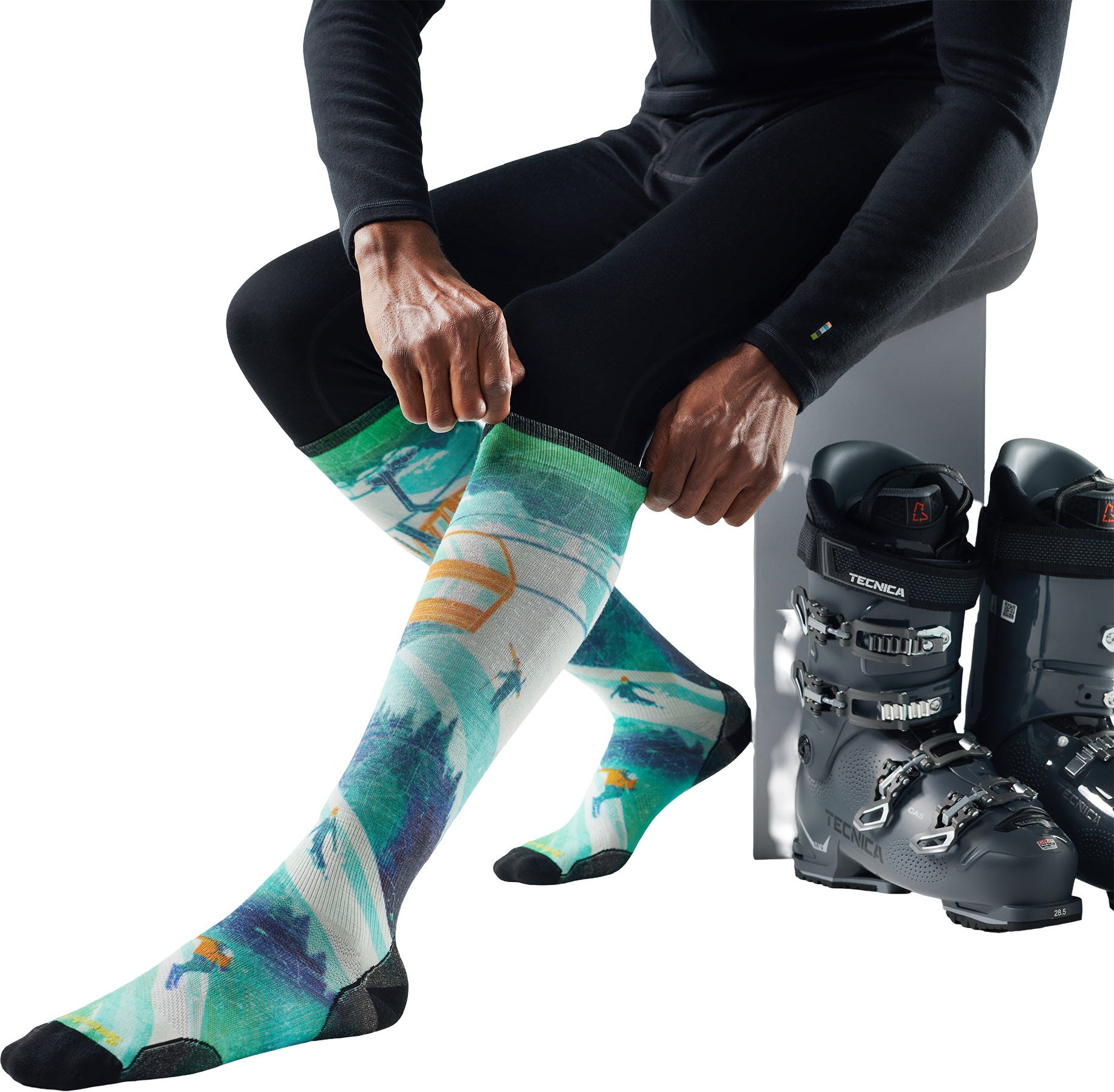 Smartwool - Ski Zero Cushion Ski Day Print Over The Calf Socks - Men's |-| Smartwool - Chaussettes de ski sous‑genou à coussin zéro avec imprimé Ski Day - Homme