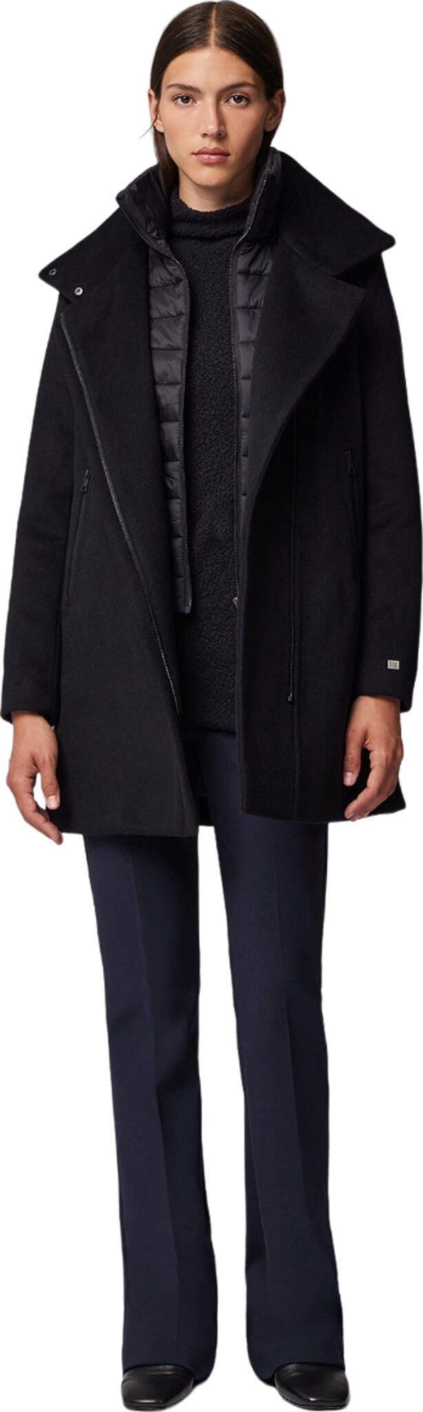 SOIA and KYO - Abbi Straight-Fit Novelty Wool Coat with Puffer Collar - Women's |-| SOIA and KYO - Manteau en laine texturé à coupe droite avec col bouffant Abbi - Femme